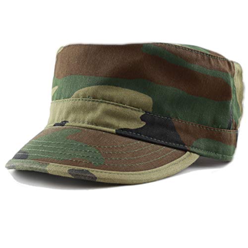 The Hat Depot Cadet Military Army Baseball Cap Tie Dye & Washed Cotton Basic & Distressed Cadet Brushed Cotton Cap - color: 1. Basic - Wood Camo