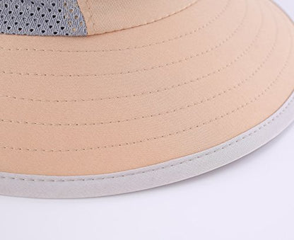 Connectyle Kids Sun Hat Adjustable Fishing Hat for Boys Grils Breathable UPF 50+ Protection Outdoor Beach Hat with Neck Flap - color: Khaki