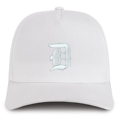 Trendy Apparel Shop Old English D Embroidered 5 Panel High Crown Cotton Pro Style Cap - color: White