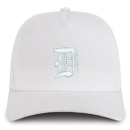 Trendy Apparel Shop Old English D Embroidered 5 Panel High Crown Cotton Pro Style Cap - color: White