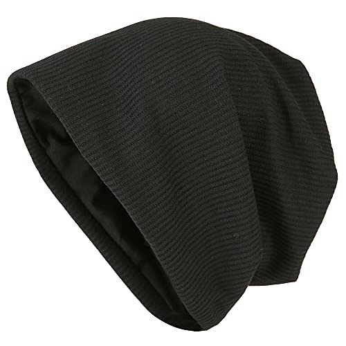 Slouchy Beanie Long Baggy Hat Lightweight Skull Cap for Men Women Unisex - color: V-black