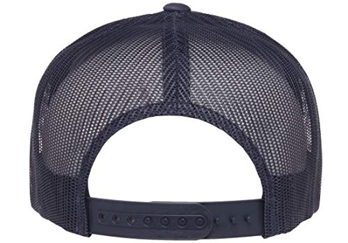 Mrlahat 6006 Yupoong Yp by Flexfit 5 Panel Classic Trucker Snapback Hat Cap with Black Bandana - color: Navy