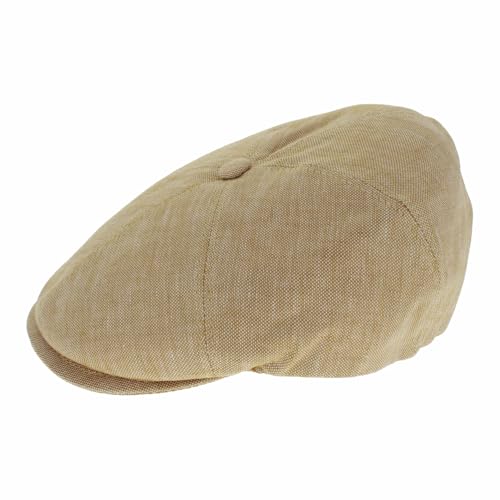 Hats in the Belfry Verona Newsboy Cap, 6 Panel, 100% Linen, Mustard Yellow, Classic Italian Heritage Style, Men's - size: XX-Large