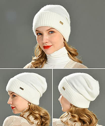 jaxmonoy Slouchy Beanies for Women Winter Lightweight Ladies Knit Hat Cuffed Soft Warm Slouch Beanie Cap - Brown - color: Mixed Pink