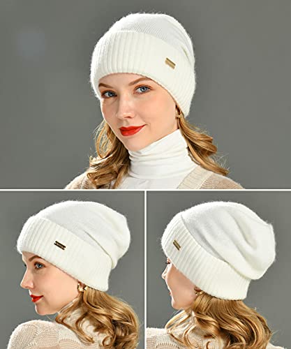 jaxmonoy Slouchy Beanies for Women Winter Lightweight Ladies Knit Hat Cuffed Soft Warm Slouch Beanie Cap - Brown - color: Blue
