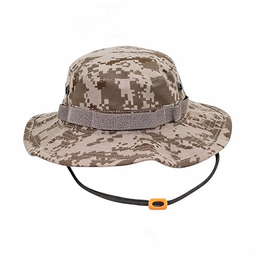 Tactical Boonie Hat Military Bucket Cap Camo Digital or Solid Wide Brim Sun Fishing Bush Booney Hunting Headwear - color: Desert Digital Camo, size: 8
