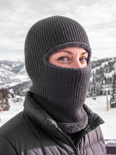 Blulu Ski Knitted Mask for Men,1 Hole - color: Dark Gray, size: Large