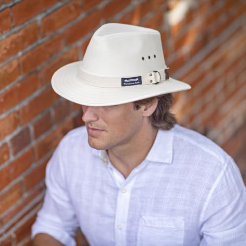 Panama Jack Men's Original Canvas Safari Sun Hat, UPF 50+ Sun Protection Cap, 2.5" Brim - color: Natural, size: Large