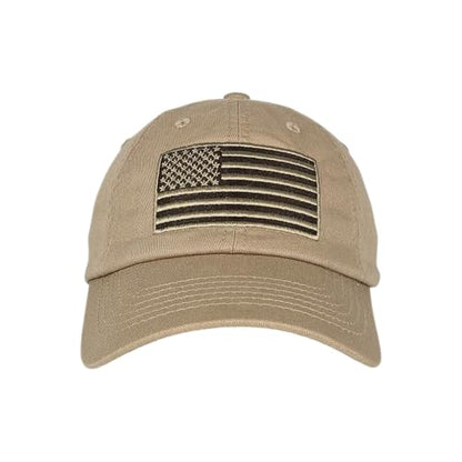 E BY ELIDAN USA Hat, Embroidered American Flag Baseball Cap for Men Women - color: Khaki