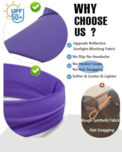 Cooling Sun Stretchy Visor Hat for Men Women,Soft Headband Visors - color: 1-purple