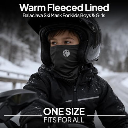 Kids Balaclava Ski Mask for Boys & Girls Dark Black
