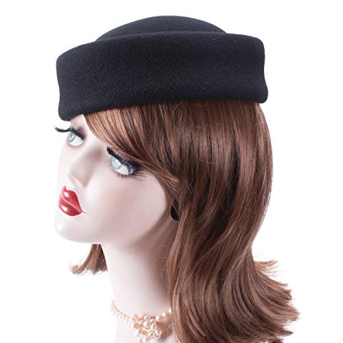 Lawliet Womens 100% Wool Felt Fascinator Hostess Pillbox Millinery Hat Base B028 - color: Black