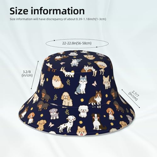 Bucket Hat for Men Women Packable Reversible Printed Summer Hats - color: Black1