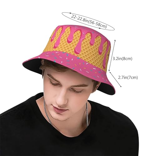 Bucket Hat for Men Women Packable Sun Hats Fisherman Outdoor Summer Travel Hiking Beach Caps - color: Ice Cream