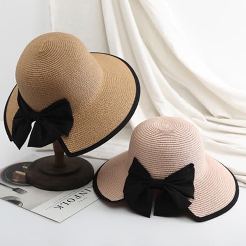 Womens Mens Wide Brim Straw Panama Hat Beach Sun Hat Summer Wide Brim Straw Roll up Hat Fisherman's UPF 50 - color: -Khaki