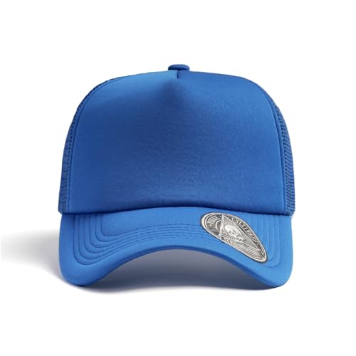 2-Pack Classic Foam Trucker Hat Summer Mesh Hat Lightweight Adjustable Back Buckle Strap - color: Blue/Green