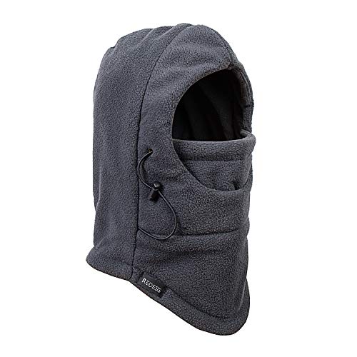 REDESS Winter Windproof Hat, Unisex Children Heavyweight Balaclava, Ski Mask with Thick Warm Fleece Face Cover - color: Dark Gray