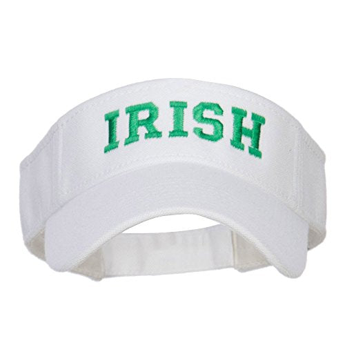 e4Hats.com Irish Embroidered Cotton Knit Visor - color: White