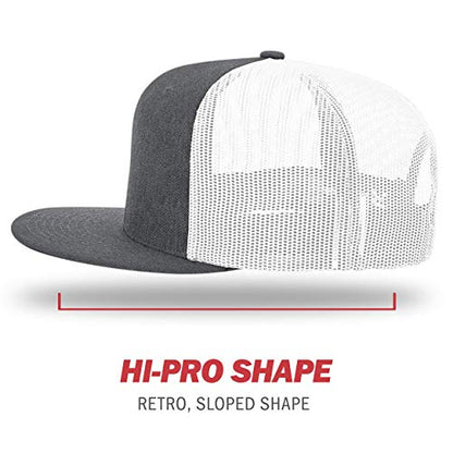 Richardson Unisex 511 Flatbill Trucker Adjustable Snapback Baseball Cap - color: Heather Charcoal/White