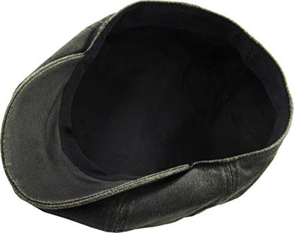 KBETHOS Leather Ascot Made in USA Ivy Collection Classic Newsboy Caps - color: (E) Pu Leather - Black, size: Small-Medium
