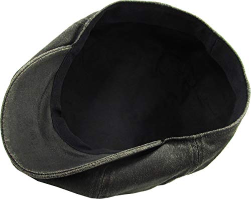 KBETHOS Leather Ascot Made in USA Ivy Collection Classic Newsboy Caps - color: (E) Pu Leather - Black, size: Small-Medium
