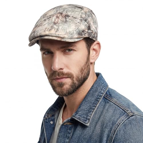 Flat Cap Men Vintage Distressed Ivy Newsboy Hat Lightweigh Driving Golf Cap - color: #B38-khaki
