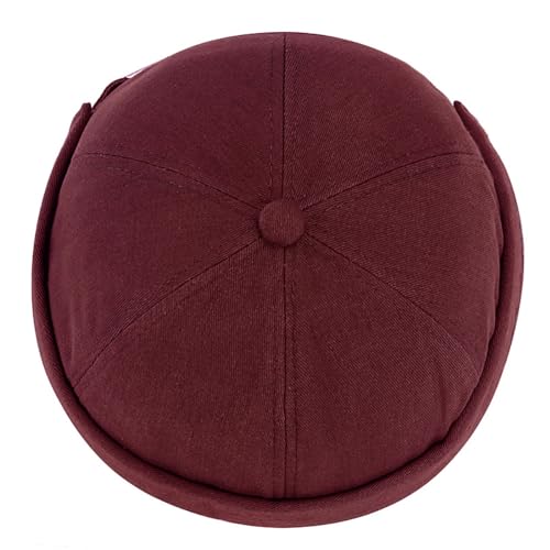 DIYDECAL Brimless Docker Cap,Skullcap Beanie, Retro Sailor Hat for Mens Womens - color: Wine