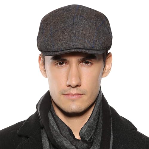 Sumolux Mens Newsboy Cap Winter Beret Hat Cabbie Flat Cap - color: B Coffee