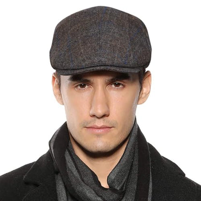 Sumolux Mens Newsboy Cap Winter Beret Hat Cabbie Flat Cap - color: B Coffee