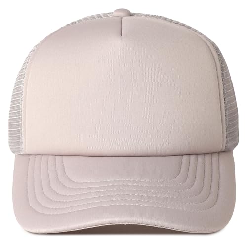 MIRMARU 5 Panels Blank Foam Front Two Tone Solid Trucker Mesh Back Baseball Cap with Adjustable Snapback Strap - color: Solid-grey