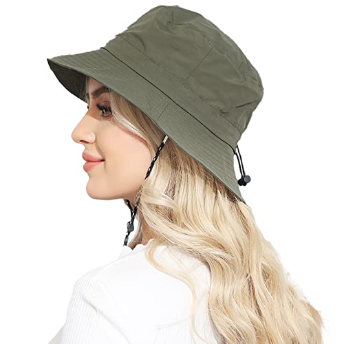 Packable Bucket Hat for Women Waterproof UV Protection Sun Hat - color: Army Green