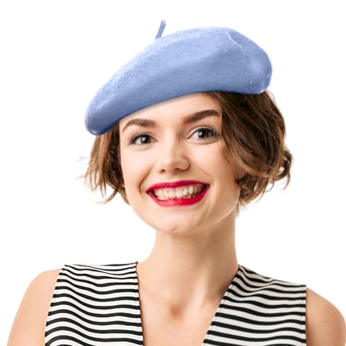 French Beret Hats for Women - Soft Warm Wool Solid Color Beanie Winter Cap - color: Brown
