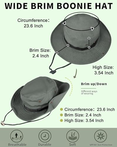 Sun Hats for Men Women Bucket Hat UPF 50+ Boonie Hat Foldable UV Protection Hiking Beach Fishing Summer Safari - color: 1pack-dark Gray