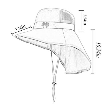Kids Sun Hats UPF 50+ Sun Protection Hat for Kids with Neck Flap Adjustable Large Brim Beach Fishing Hat for Age 3-12 - color: Grey