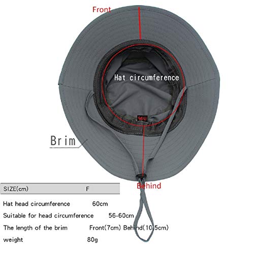 Women Lightweight Safari Sun Hat Quick Dry Fishing Hat with Strap Cool - color: Dark Grey