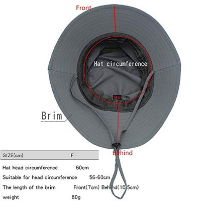 Women Lightweight Safari Sun Hat Quick Dry Fishing Hat with Strap Cool - color: Dark Grey