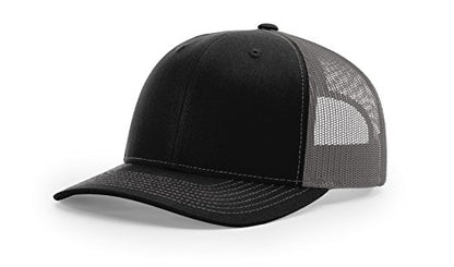 Richardson 112 Classic Six-Panel Adjustable Snapback Trucker Cap - color: Black/Charcoal (Xl)