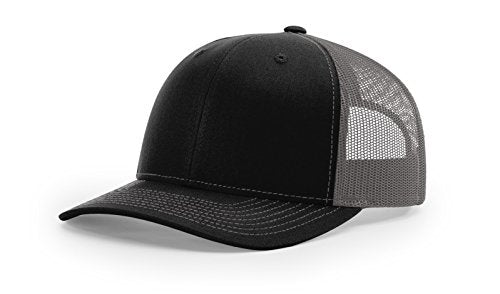 Richardson 112 Classic Six-Panel Adjustable Snapback Trucker Cap - color: Black/Charcoal (Xl)