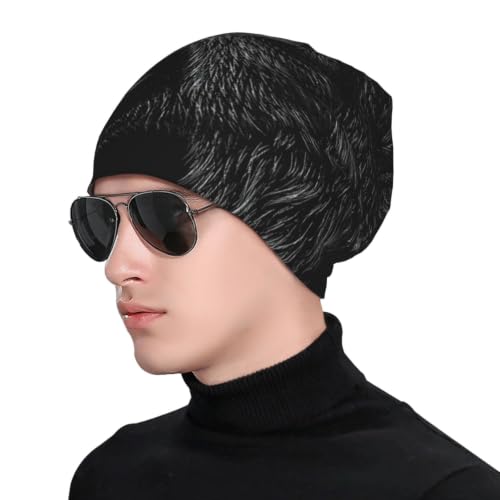 Gamepad Print Slouchy Beanie Skull Caps Chemo Hats Baggy Headwear for Men Women Jogging Cycling - color: Wolf Print