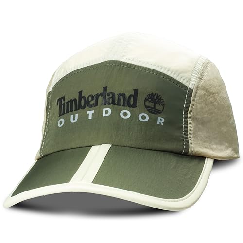 Timberland Mens Split Brim Foldable Camp Hat, Adjustable Panel Hat, Lightweight - color: Antique White Multi (Dark Green)