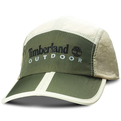 Timberland Mens Split Brim Foldable Camp Hat, Adjustable Panel Hat, Lightweight - color: Antique White Multi (Dark Green)