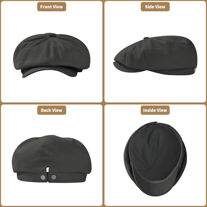 KUJUHA Newsboy Cap for Men Flat Cap 100% Cotton Irish Gatsby Ivy Golf Cabbie Hat Driving Hat - color: Gray, size: Medium