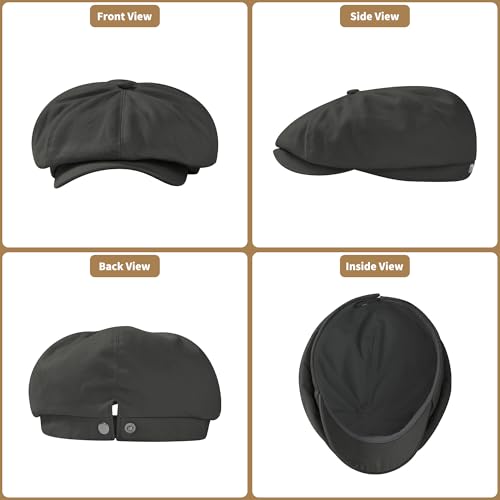 KUJUHA Newsboy Cap for Men Flat Cap 100% Cotton Irish Gatsby Ivy Golf Cabbie Hat Driving Hat - color: Gray, size: Large