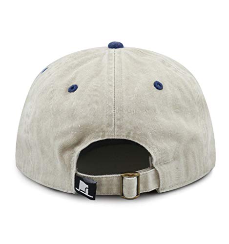The Hat Depot 100% Cotton Pigment Dyed Low Profile Dad Hat Six Panel Cap - color: 2. Beige/Navy