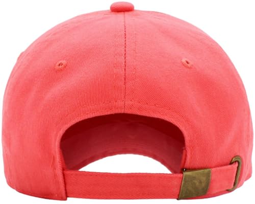 KBETHOS Classic Unisex Cotton Adjustable Low Crown Baseball Cap – Plain Dad Hat - color: Coral