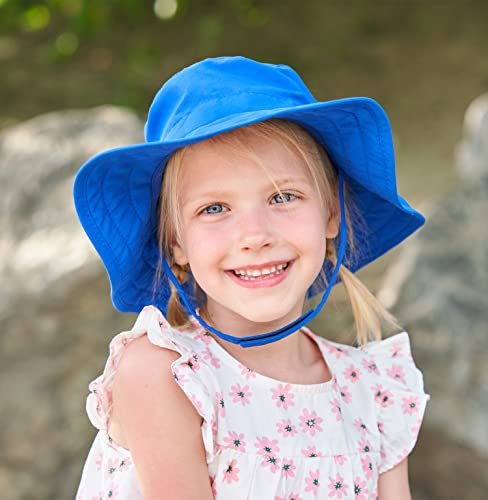 Connectyle Kids Sun Hat for Boys Girls Wide Brim Bucket Hat UPF 50+ Sun Protection Hat Breathable Summer Beach Hat - color: Blue