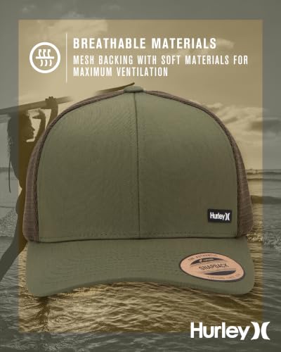 Hurley Men's Caps - H2O-Dri League Baseball Caps for Men with Snapback Closure - Classic Mens Trucker Hats (S-XL) - color: Olive