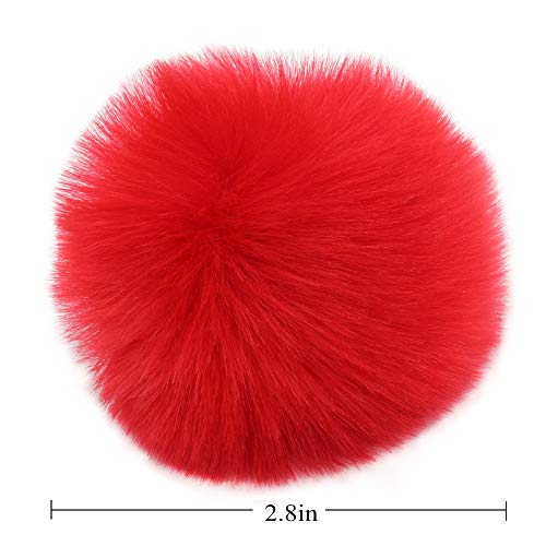 SUSULU Black Pom Poms for Crafts Fluffy Faux Fur Pom Pom Balls Small Black Pompoms with Tiny Cord for Hat Shoes Garment Accessories 2.8in Pack of 6pcs - color: Black