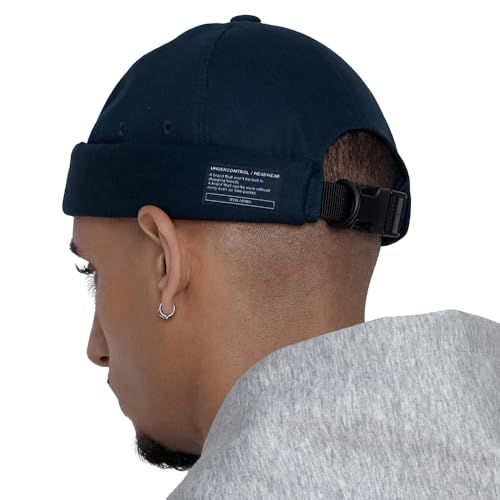 UNDERCONTROL Brimless Sailor Fisherman Leon Hat No Visor Miki Skull Docker Beanie Trawler Tactical Ring Cap for Men & Women - color: Navy