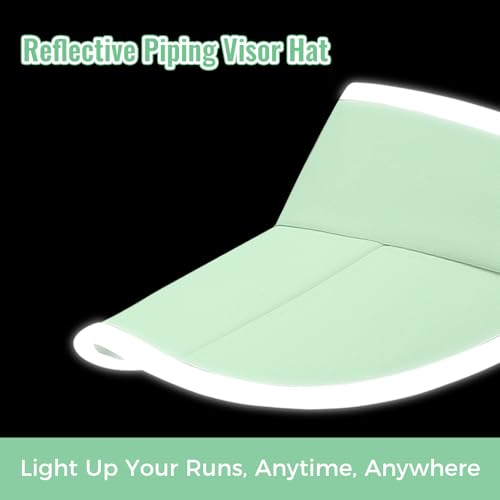 Foldable Sports Sun Visor Hat - Adjustable Running Golf Tennis Cap with Mesh&Reflective Design, Quick Drying for Men & Women - color: Mint Green/Reflective